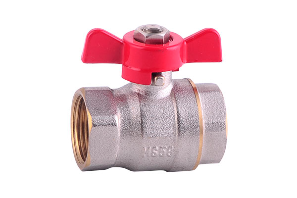 Nickel plated brass ball valve K92 butterfly handle female x female BSP thread