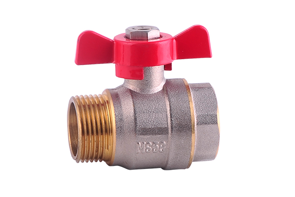 Nickel plated brass ball valve K93 butterfly handle female x male BSP thread