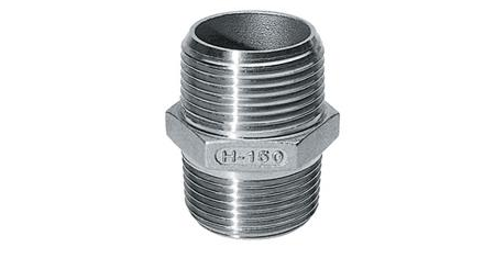 Stainless steel type NR280 double nipple male x male BSPT thread