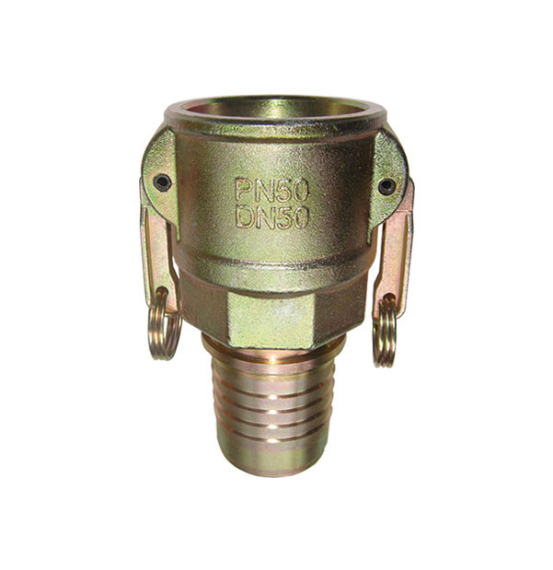 Lüdecke female mortarcoupling x hosetail with safety collar system 22